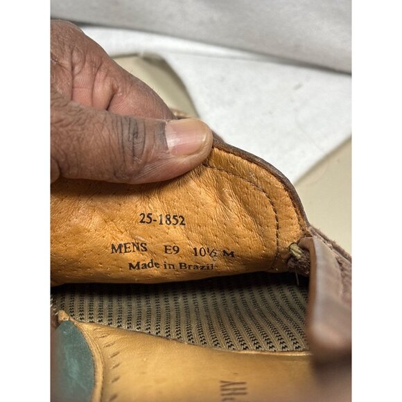 Johnston & Murphy Mens Brown Leather Slip-On Loafers Size 10.5 M With Woven Desi - Picture 6 of 7